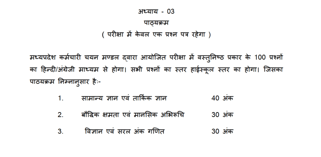MP Excise Constable syllabus